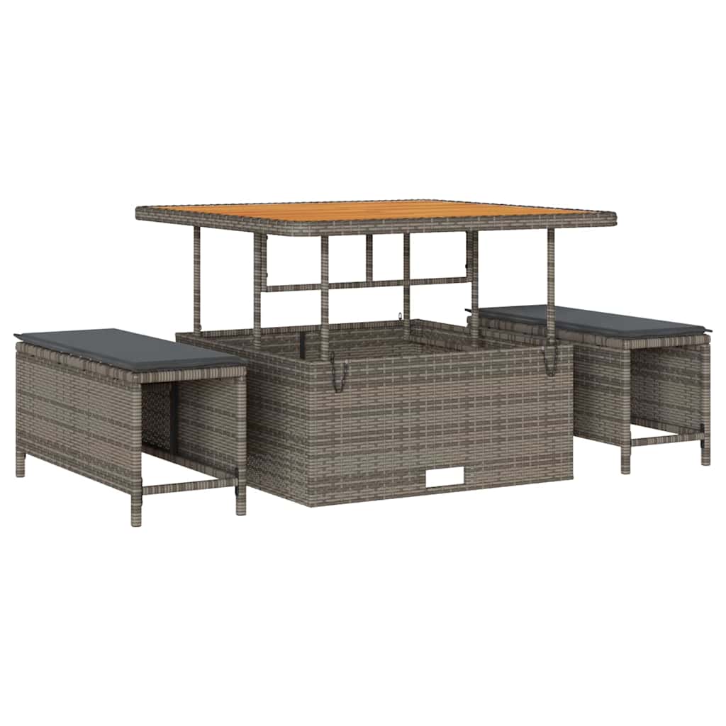 Garten-Sofa-Set mit Kissen mit Speicher Grau Poly Rattan